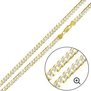 Silver 925 Gold Plated Two-Toned Diamond Cut Cuban Chain 4.3mm